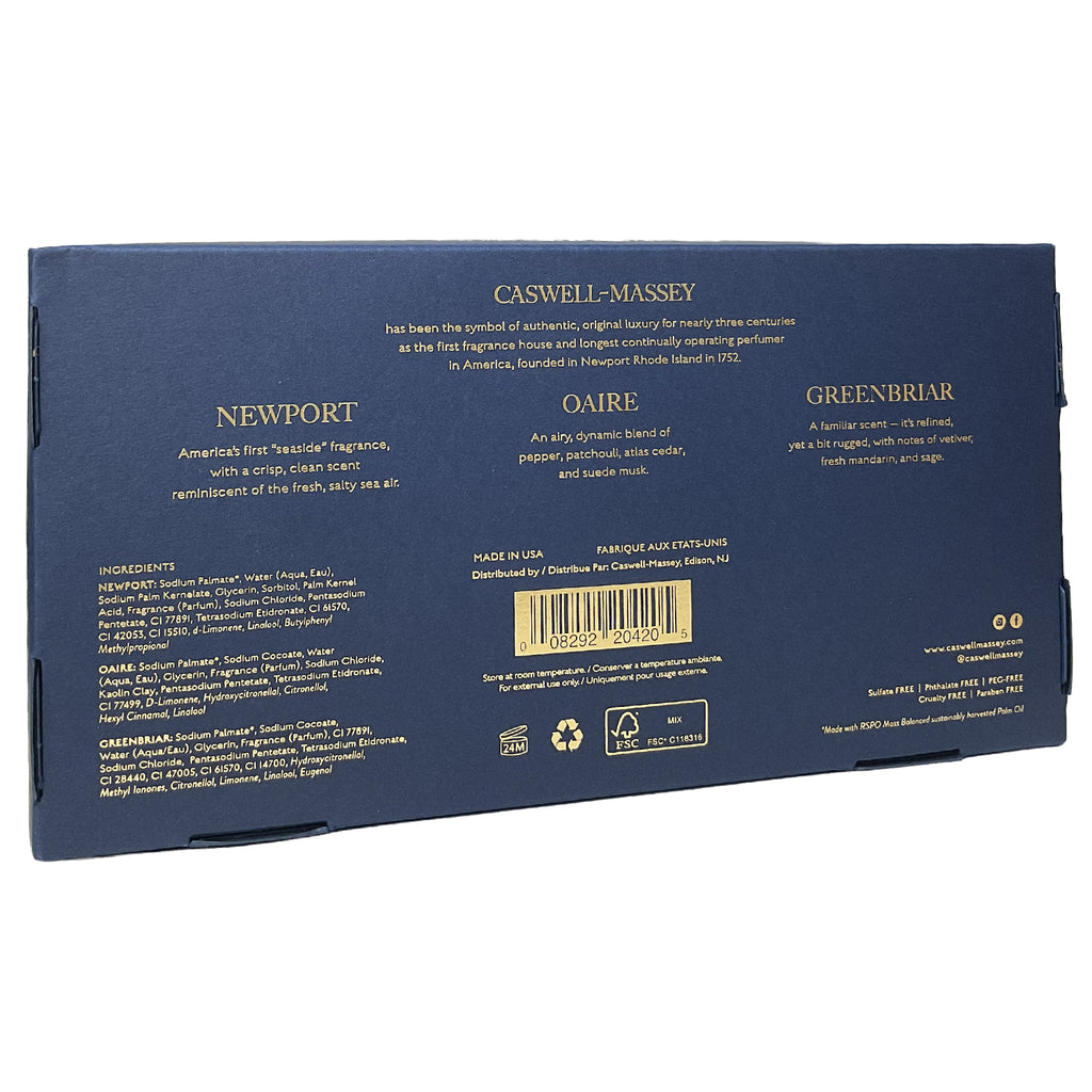 Caswell-Massey •Heritage Classic• Bar Soap Set Qty. 3- 5.8 oz.