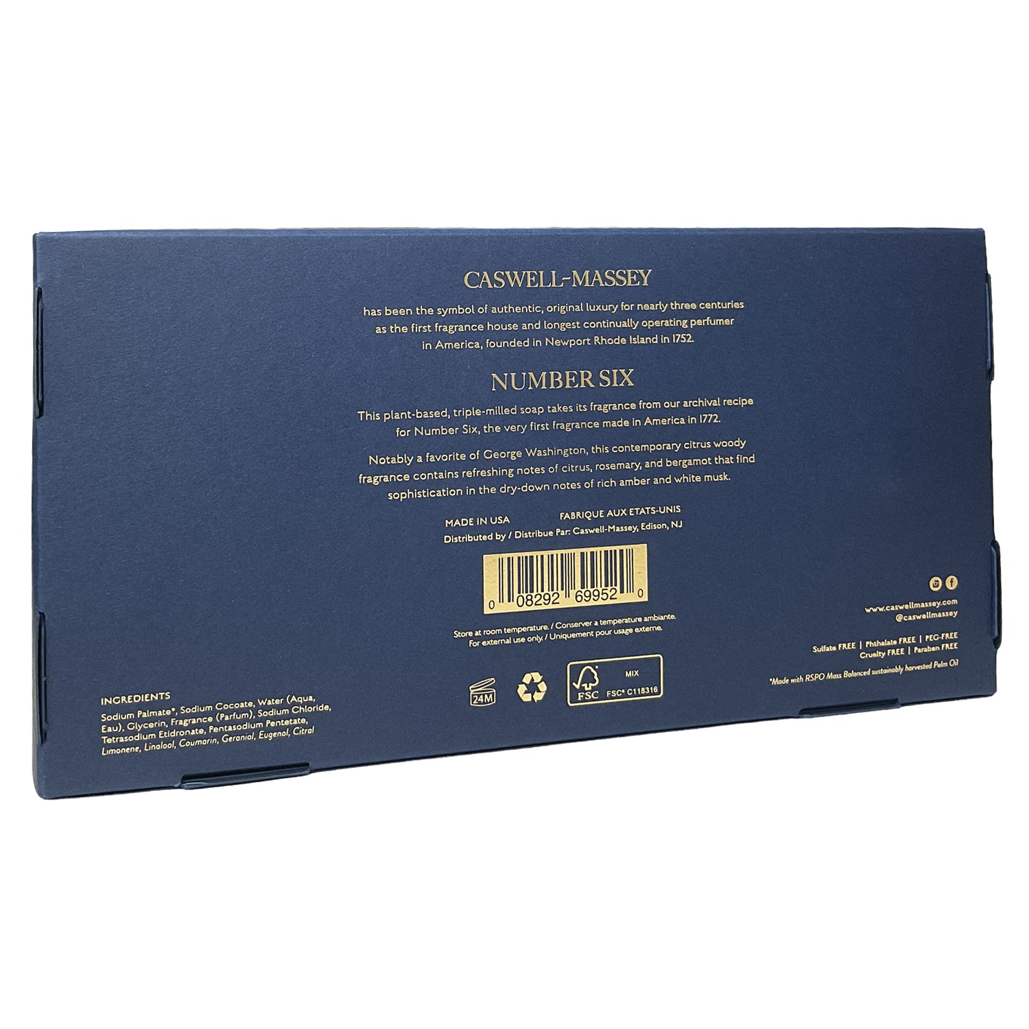 Caswell-Massey •Number VI• Classic Soap Set Qty. 3- 5.8 oz.