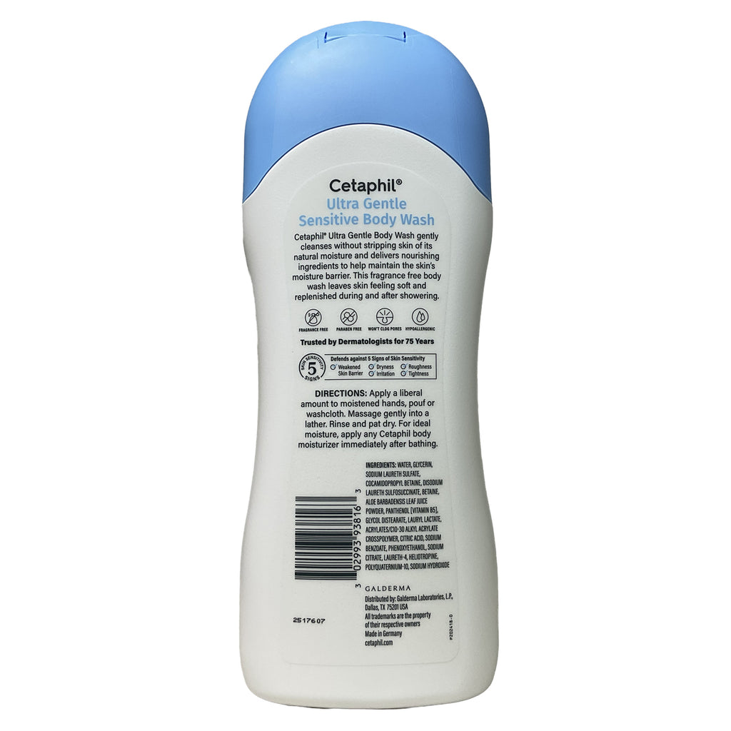 Cetaphil Ultra Gentle Body Wash •Dry to Normal, Sensitive Skin• Fragrance Free 16.9 fl. oz.