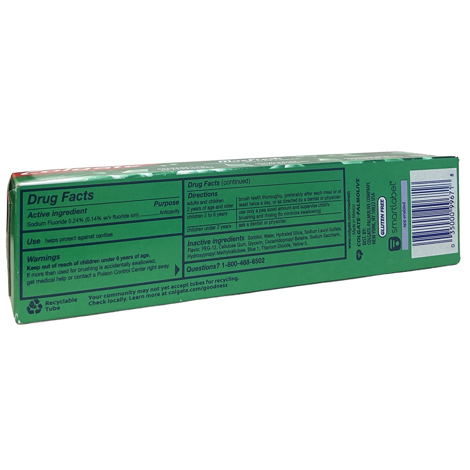 Colgate •Max Fresh• Toothpaste- Clean Mint with Breath Strips 6 oz.