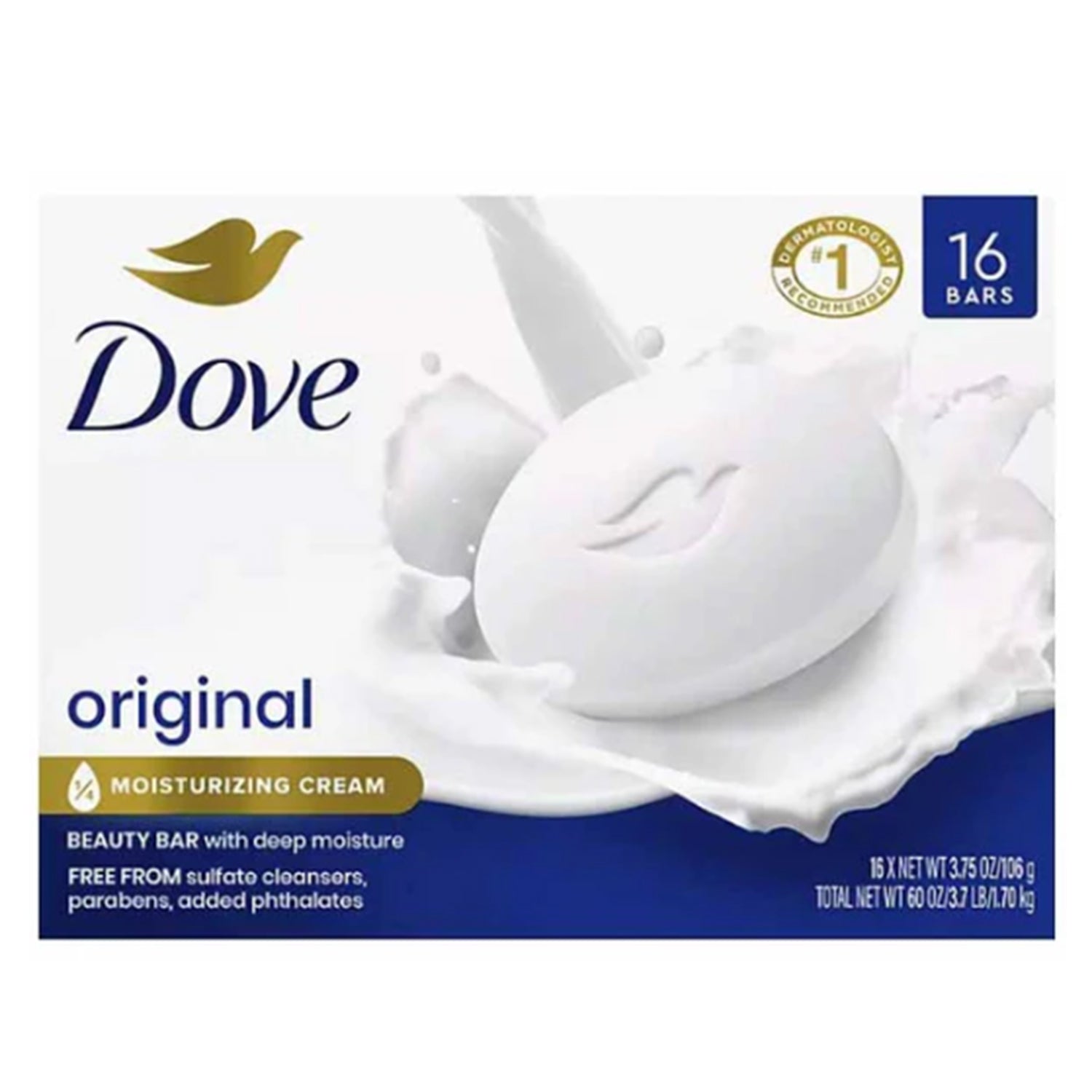 Dove® •Original• Beauty Bar with deep moisture- ¼ Moisturizing Cream Qty. 16- 3.75 oz. bars