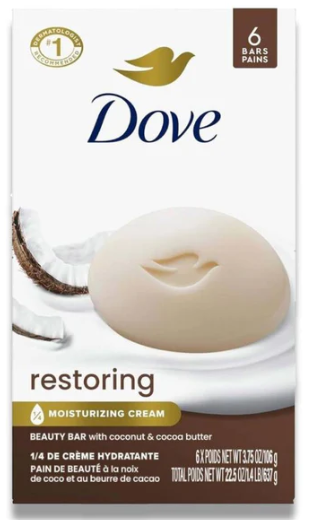 Dove- Restoring Bar Soap- Cocoa Butter- 6 Pack