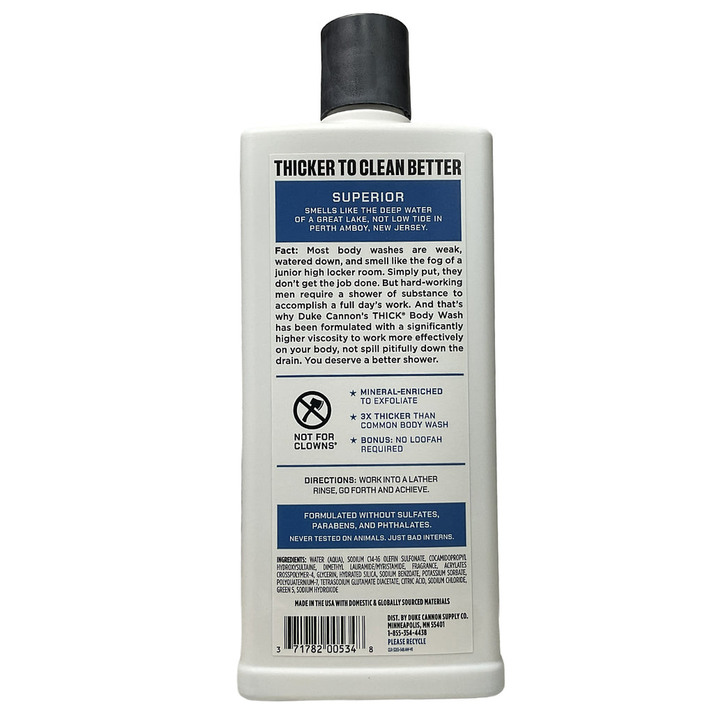 Duke Cannon® Thick Body Wash •Superior• Fresh Water + Citrus 18 fl. oz.