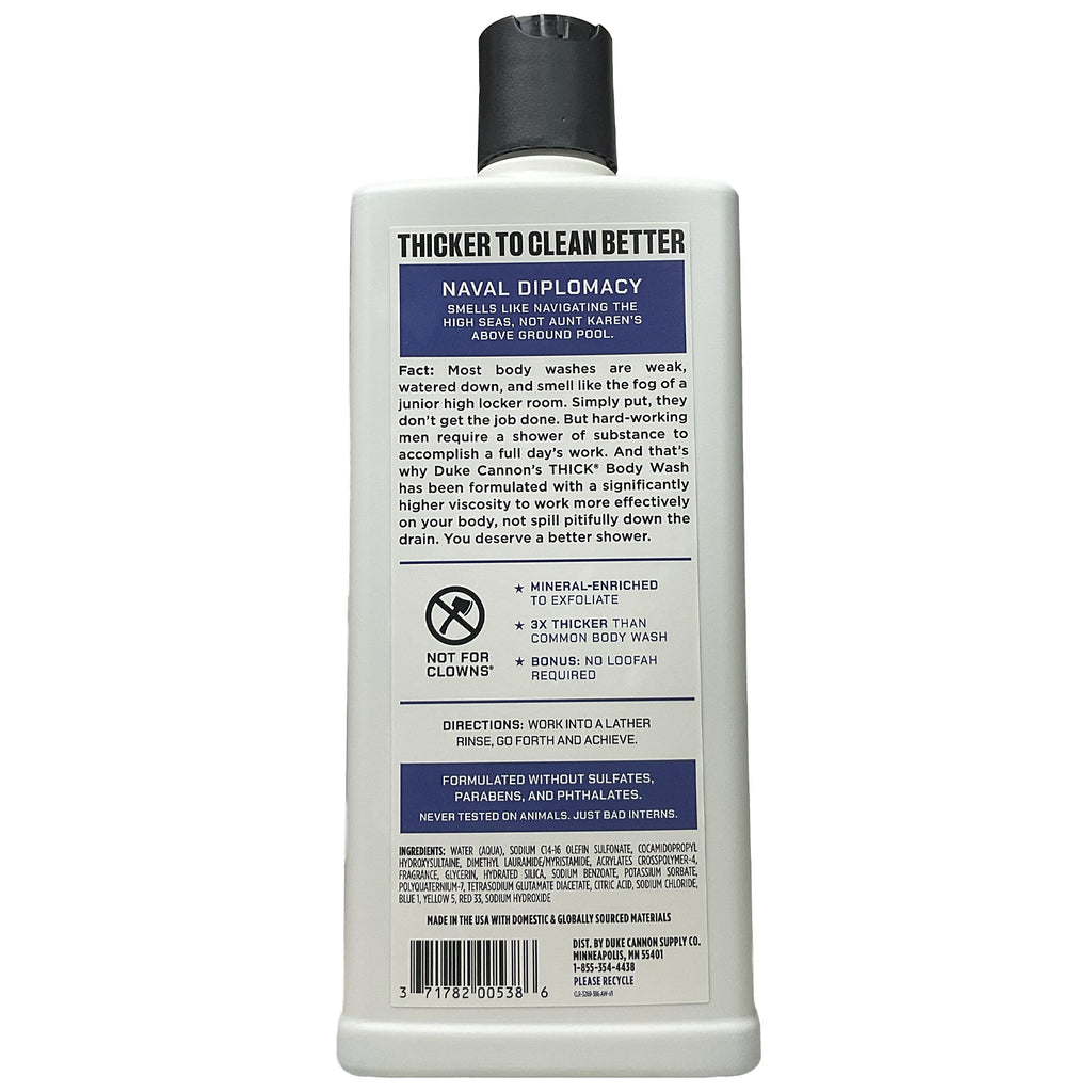 Duke Cannon® Thick Body Wash •Naval Diplomacy• Ocean Air + Mandarin- 18 fl. oz.