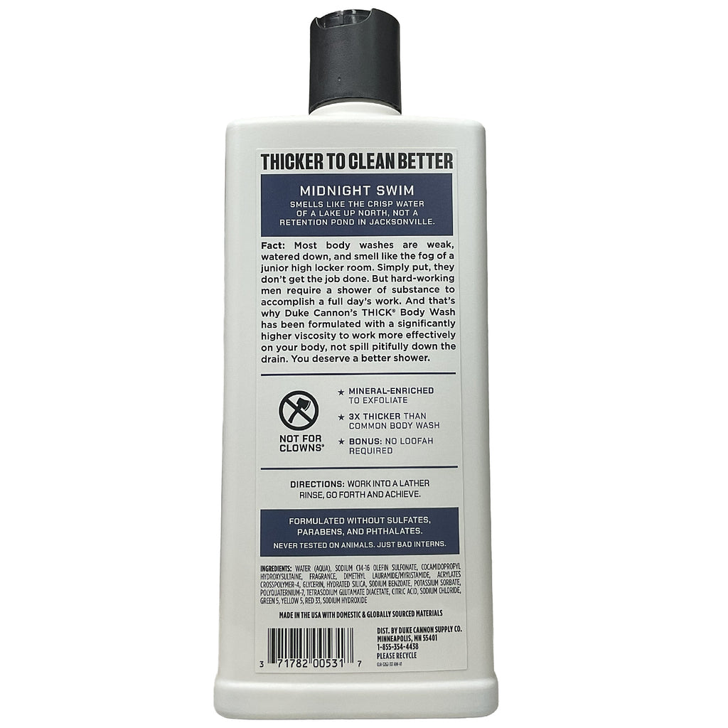Duke Cannon® Thick Body Wash •Midnight Swim• Sandalwood + Lavender 18 fl. oz.