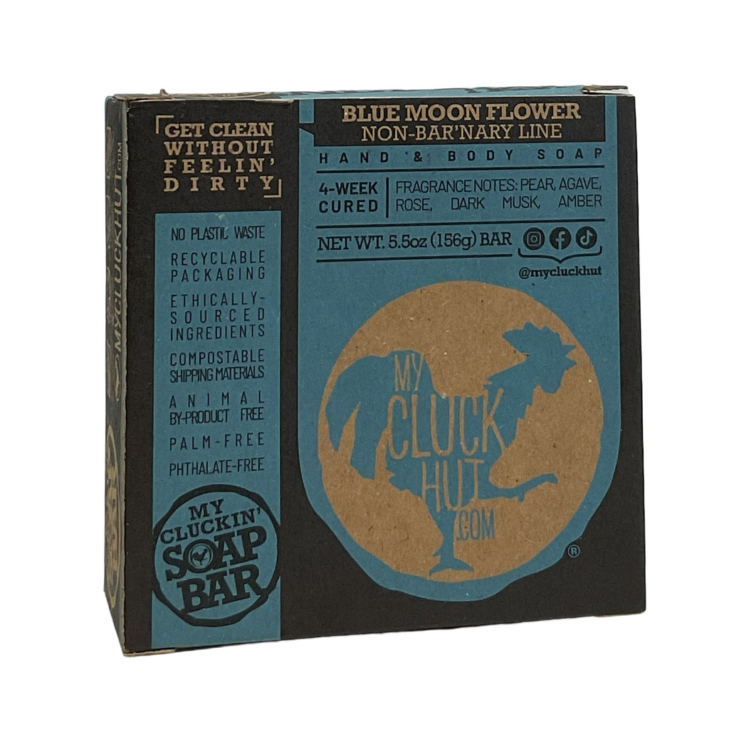 My Cluck Hut- Blue Moon Flower •Non-Bar'nary Line• Small Batch Bar Soap- 5.5 oz.