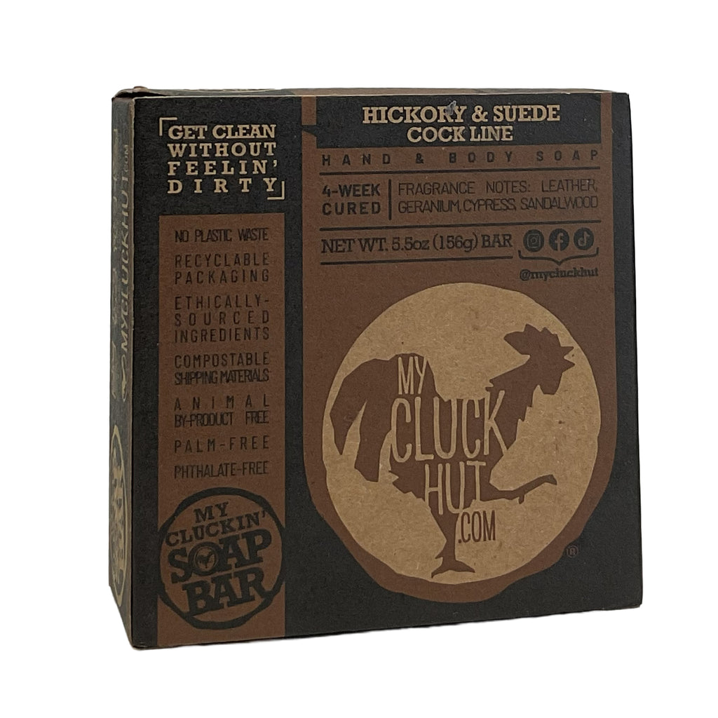 My Cluck Hut- Hickory & Suede •Cock Line• Small Batch Bar Soap- 5.5 oz.