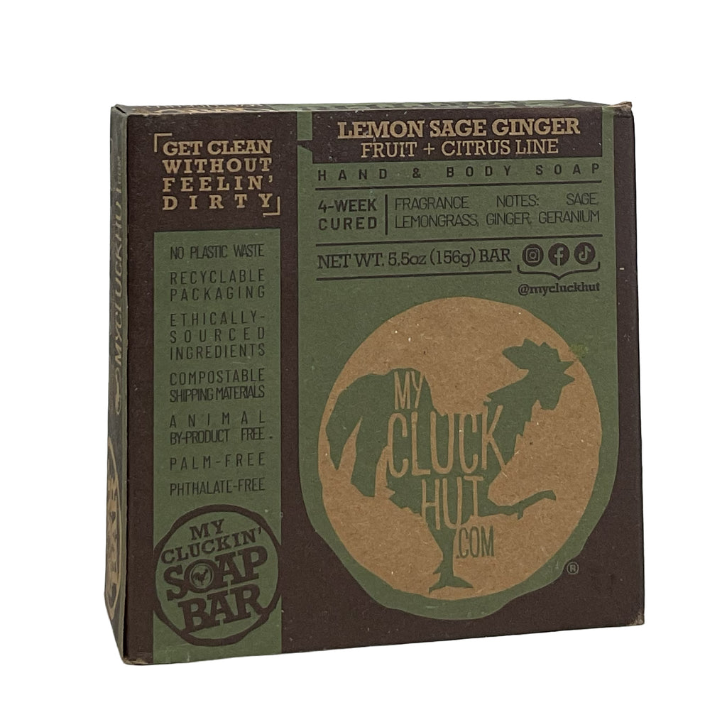 My Cluck Hut- Lemon Sage Ginger •Fruit + Citrus Line• Small Batch Bar Soap- 5.5 oz.