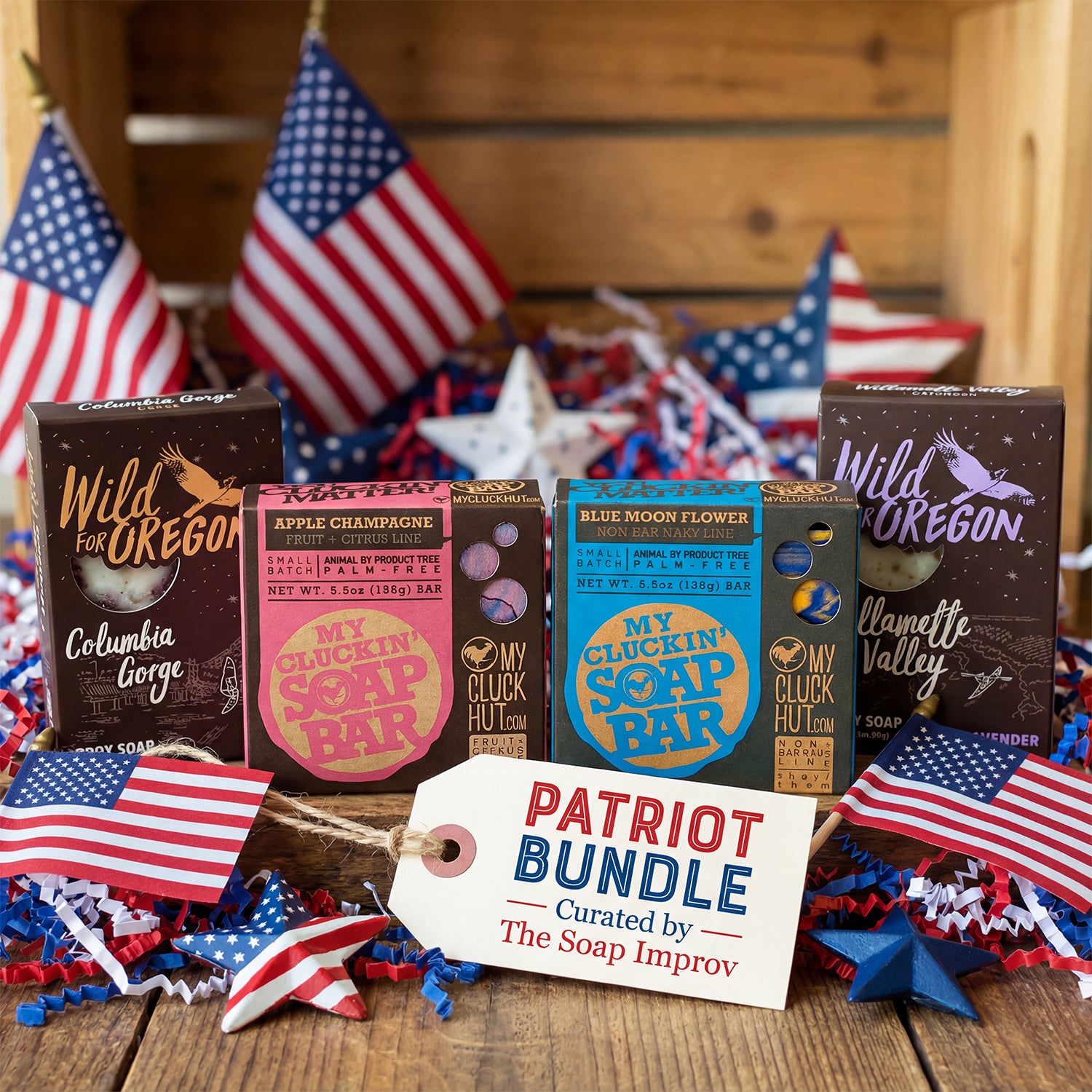 The Soap Improv® Patriot Bundle- Great American Small Batch Soap Makers- 4 items •1¼ Pounds total•