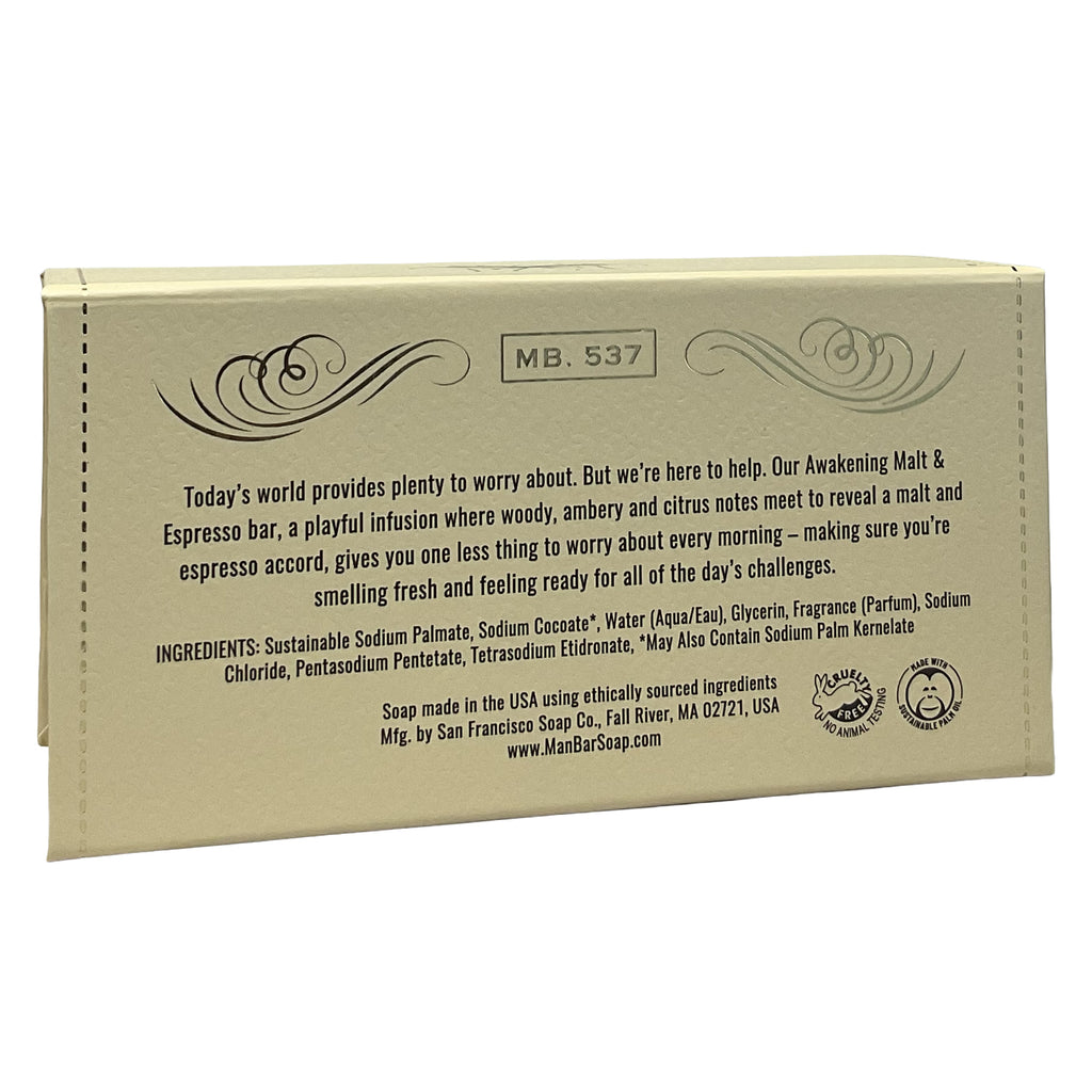 San Francisco Soap Company® •Awakening• Man Bar® Malt + Espresso Fragrance 10 oz.