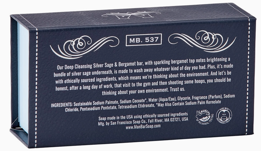 San Francisco Soap Co- Man Bar- Silver Sage & Bergamot