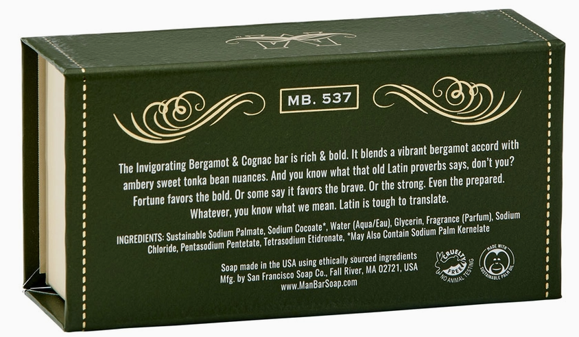 San Francisco Soap Co- 10oz Man Bar- Bergamot & Cognac