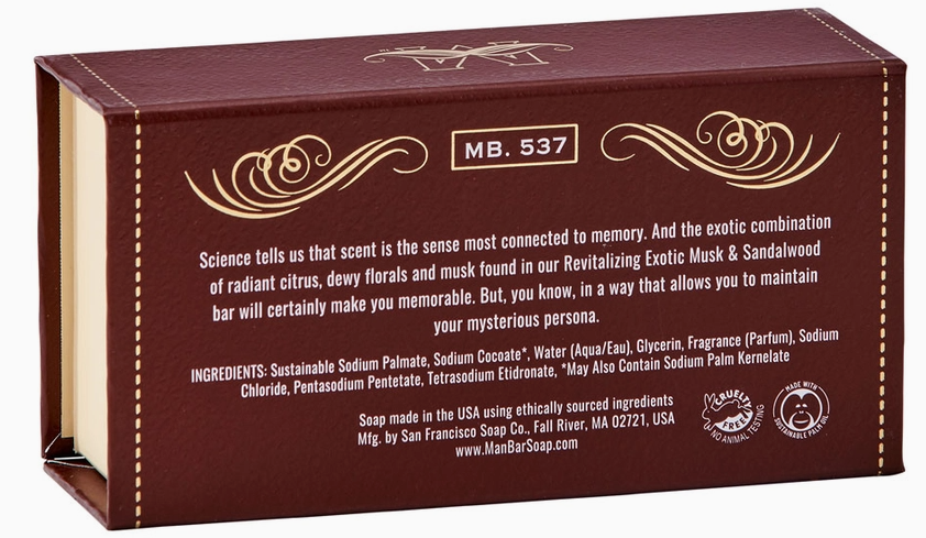 San Francisco Soap Co- Man Bar- Exotic Musk & Sandalwood