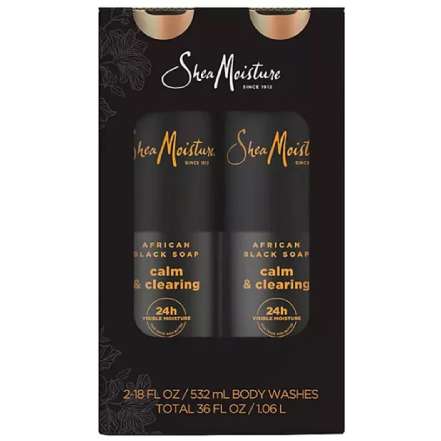 Shea Moisture® African Black Soap- Body Wash •Calm & Clearing• Qty. 2- 18 fl. oz. bottles