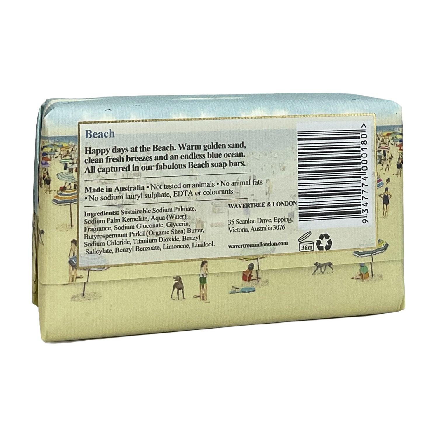 Wavertree and London® •Beach• French Triple Milled- Luxury Bar Soap Enriched with Shea Butter 7 oz.