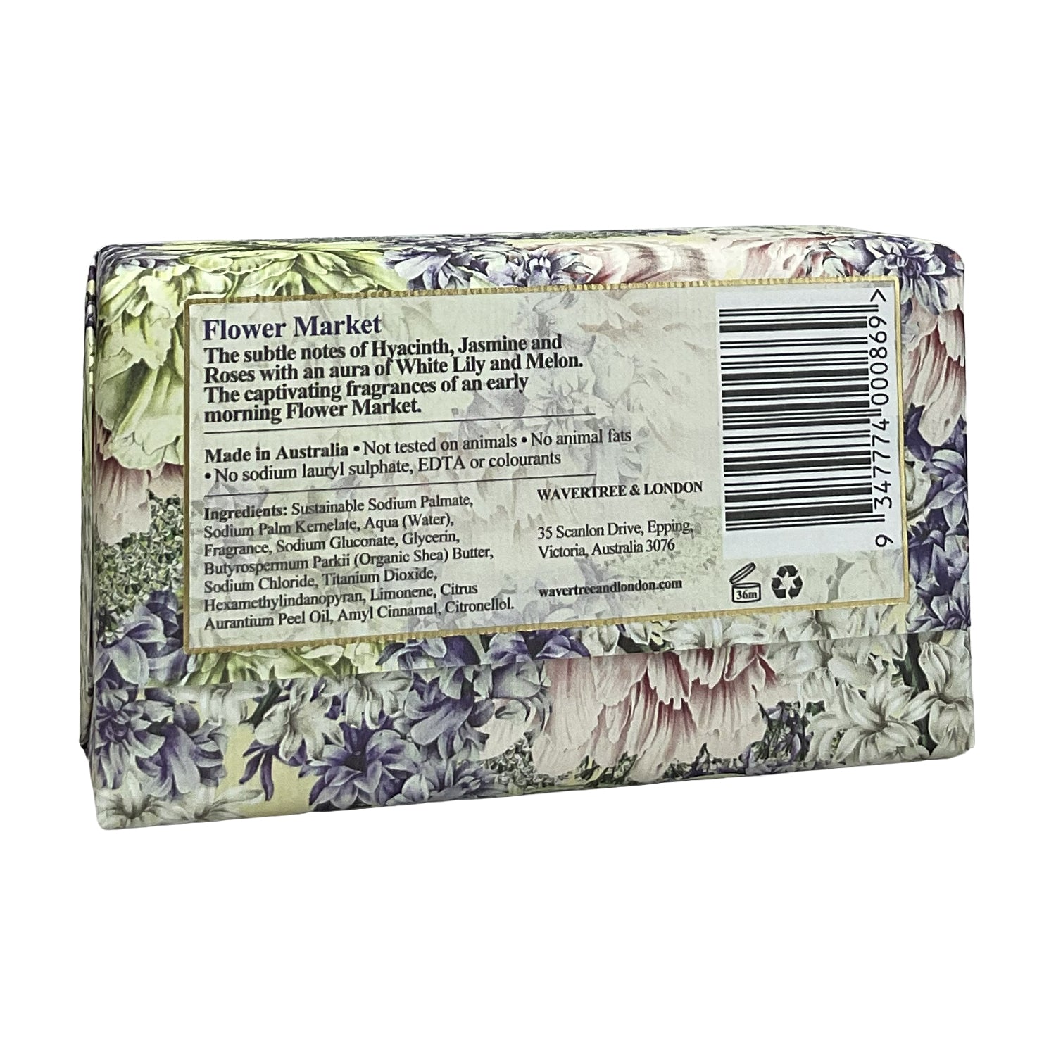 Wavertree and London® •Flower Market• French Triple Milled- Luxury Bar Soap Enriched with Shea Butter 7 oz.