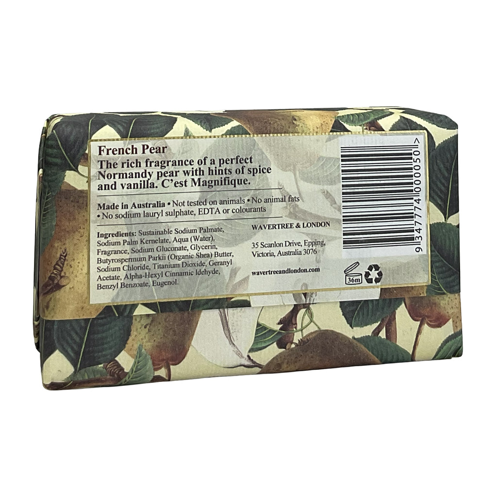Wavertree and London® •French Pear• French Triple Milled- Luxury Bar Soap Enriched with Shea Butter 7 oz.