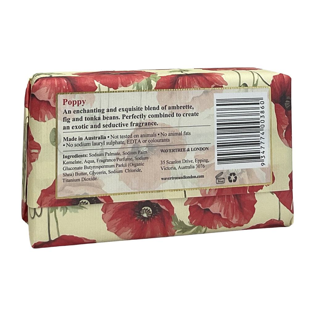 Wavertree and London® •Poppy• French Triple Milled- Luxury Bar Soap Enriched with Shea Butter 7 oz.
