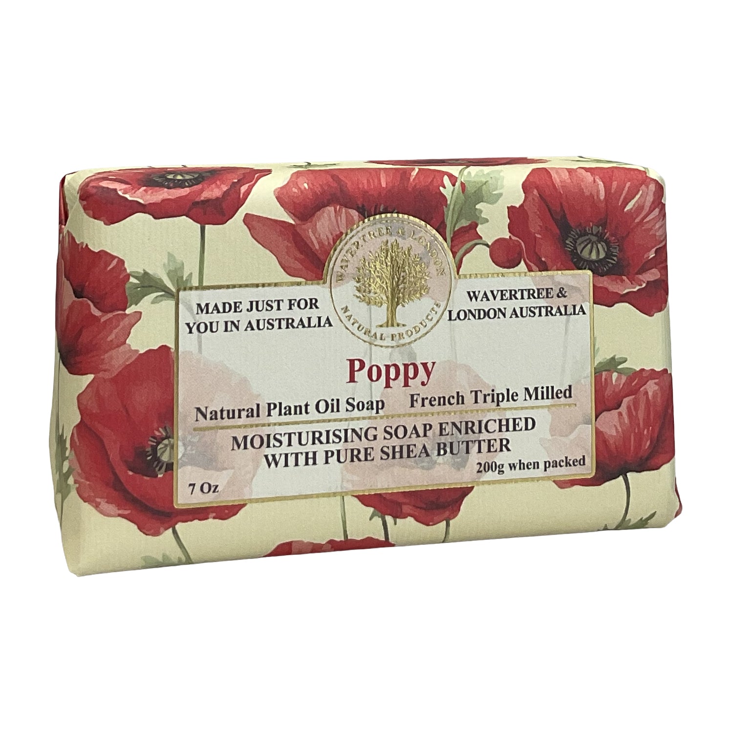 Wavertree and London® •Poppy• French Triple Milled- Luxury Bar Soap Enriched with Shea Butter 7 oz.